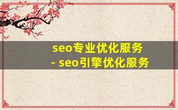 seo专业优化服务 - seo引擎优化服务
